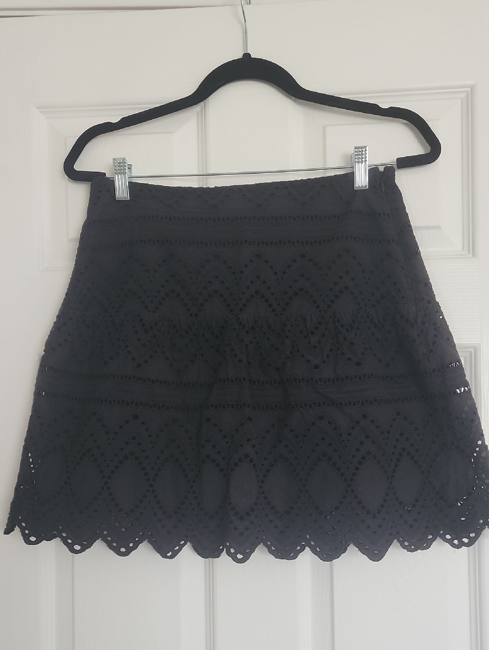 Eyelet Cotton Mini Skirt